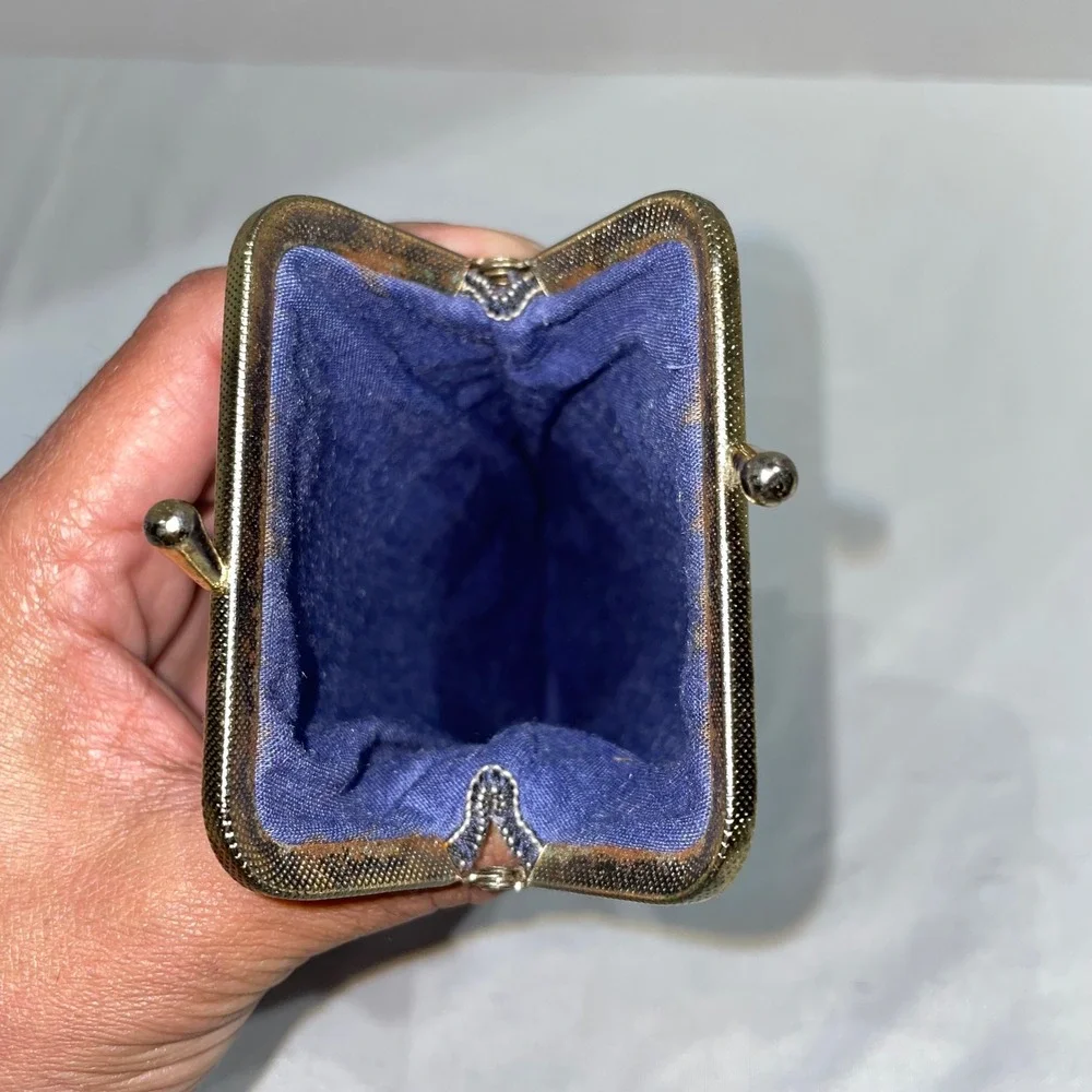 Vintage Black Faux Leather Kiss Lock Eyeglass Case Gold Tone Hardware Retro